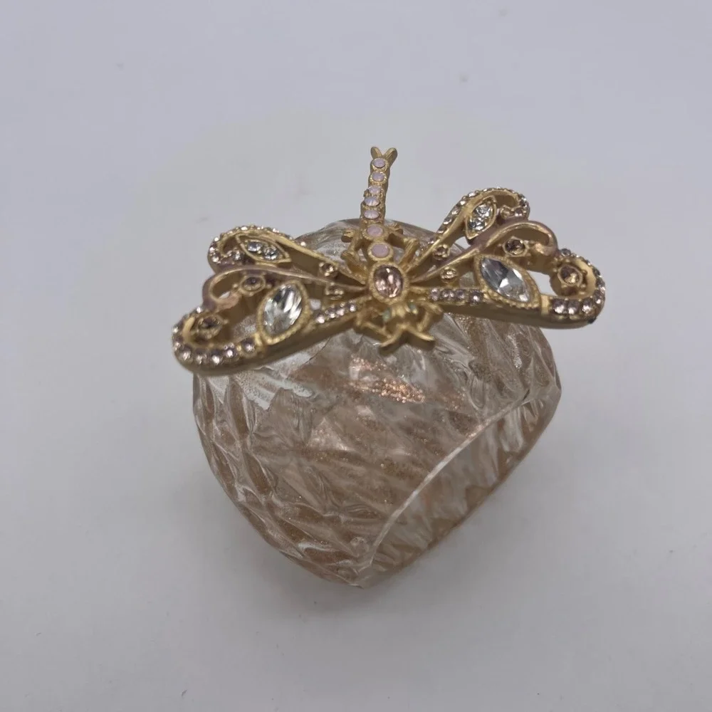 RARE JAY STRONGWATER BLUSH DRAGONFLY‎ FIGURINE CRYSTAL NAPKIN RING